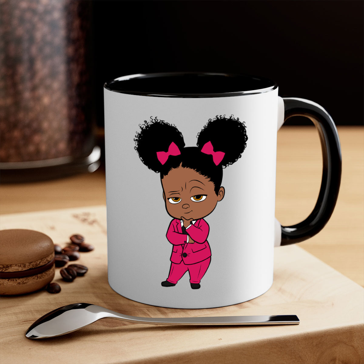 Black girl style 2# Mug featuring a two-tone design with a colored handle and interior, available in multiple colors.