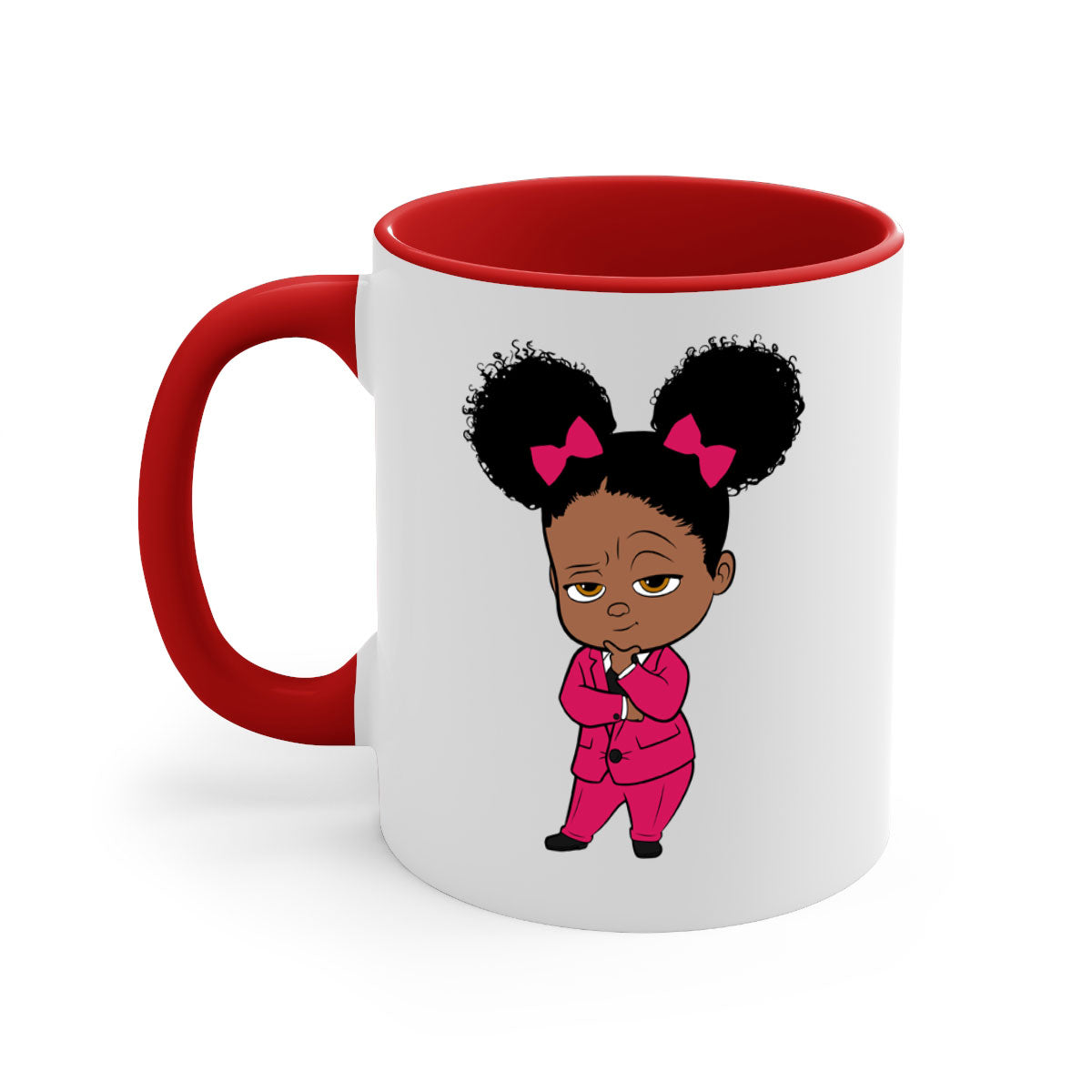 Black girl style 2# Mug featuring a two-tone design with a colored handle and interior, available in multiple colors.