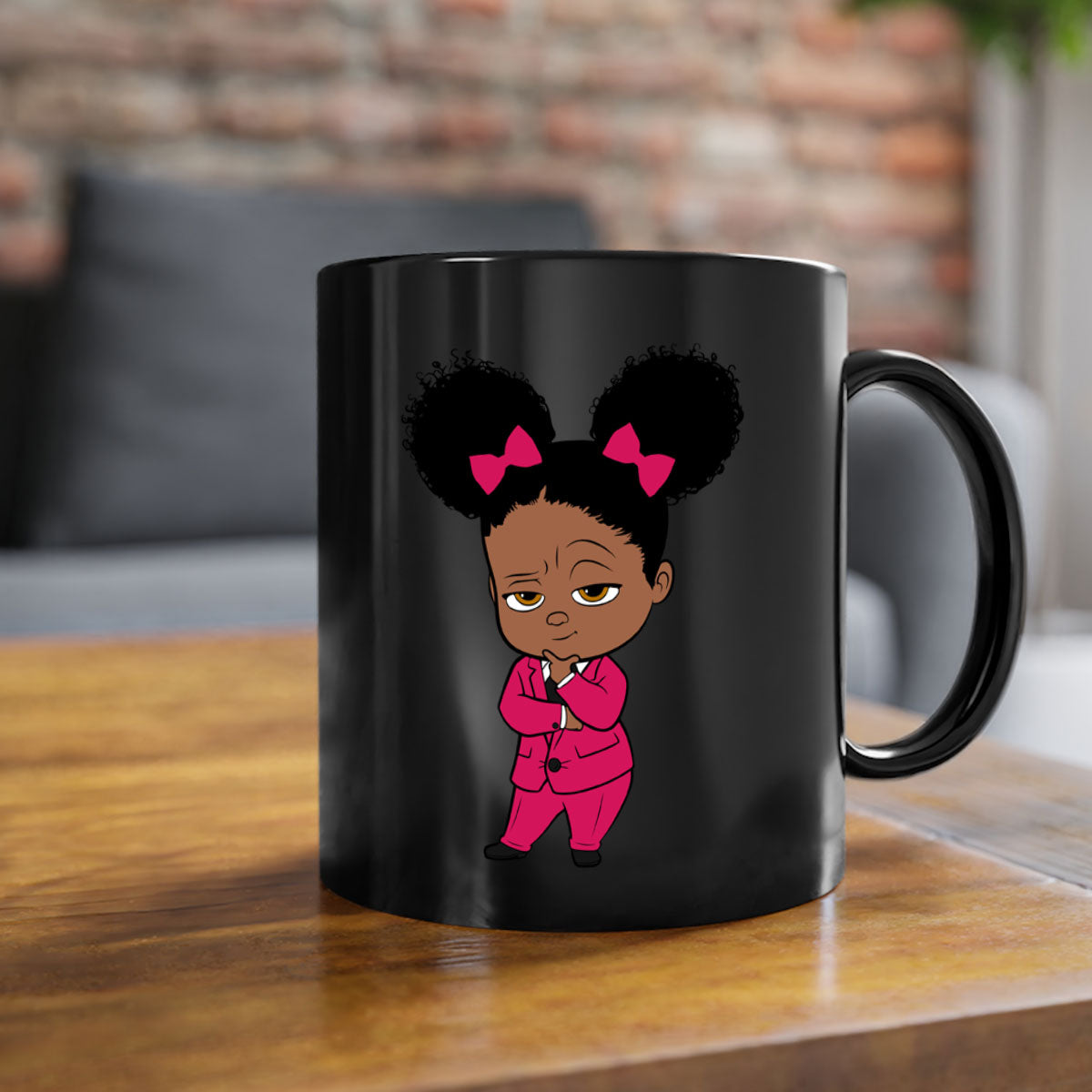 Black girl style 2# Mug featuring a two-tone design with a colored handle and interior, available in multiple colors.