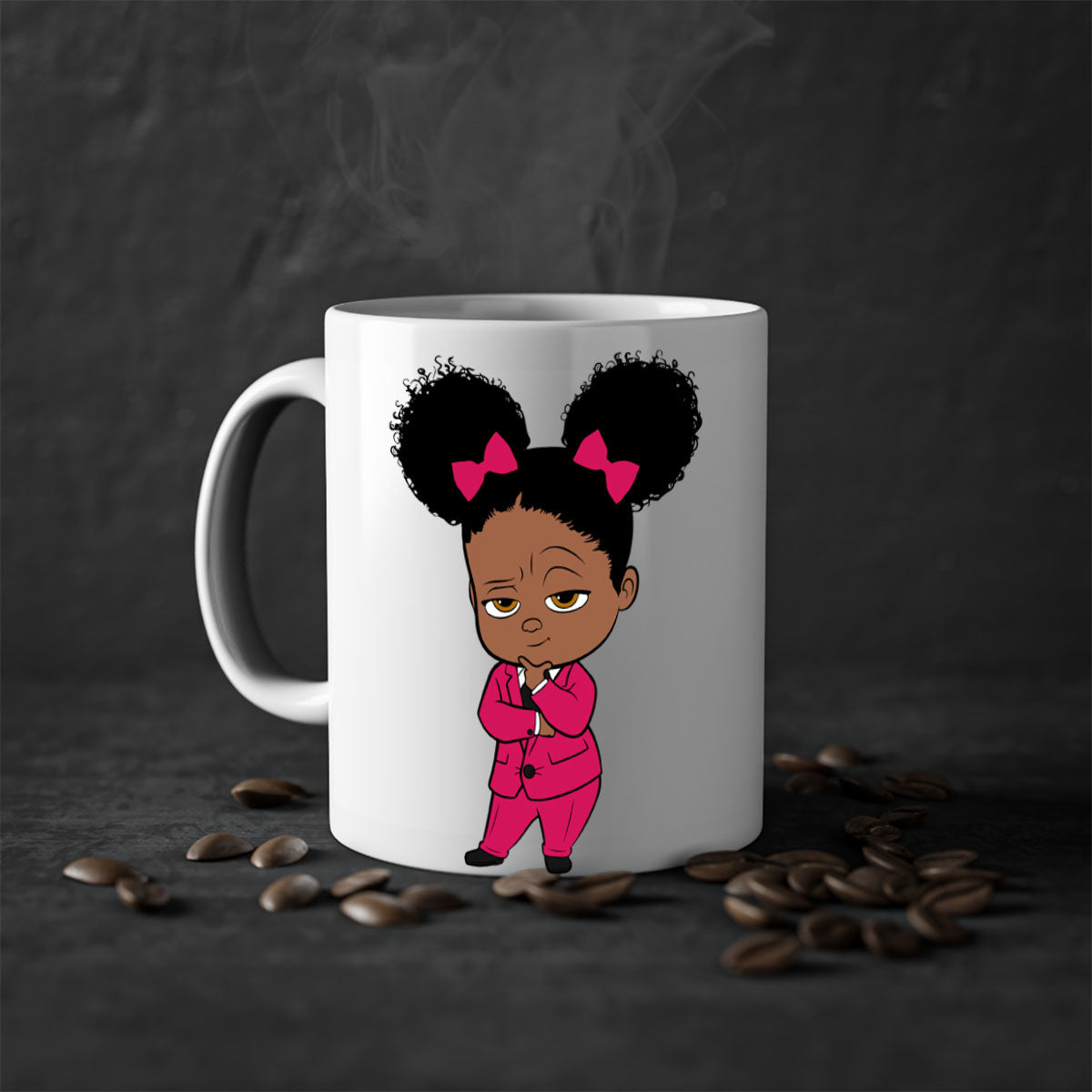 Black girl style 2# Mug featuring a two-tone design with a colored handle and interior, available in multiple colors.