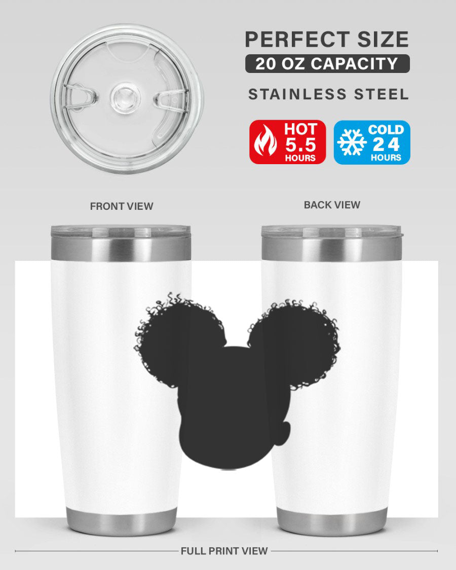 Black Girl Style 20oz Tumbler made of stainless steel with a stylish design, perfect for keeping drinks hot or cold.