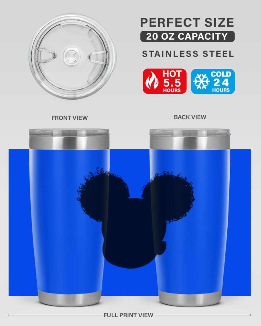 Black Girl Style 20oz Tumbler made of stainless steel with a stylish design, perfect for keeping drinks hot or cold.