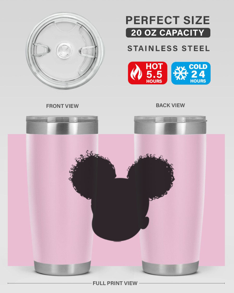 Black Girl Style 20oz Tumbler made of stainless steel with a stylish design, perfect for keeping drinks hot or cold.