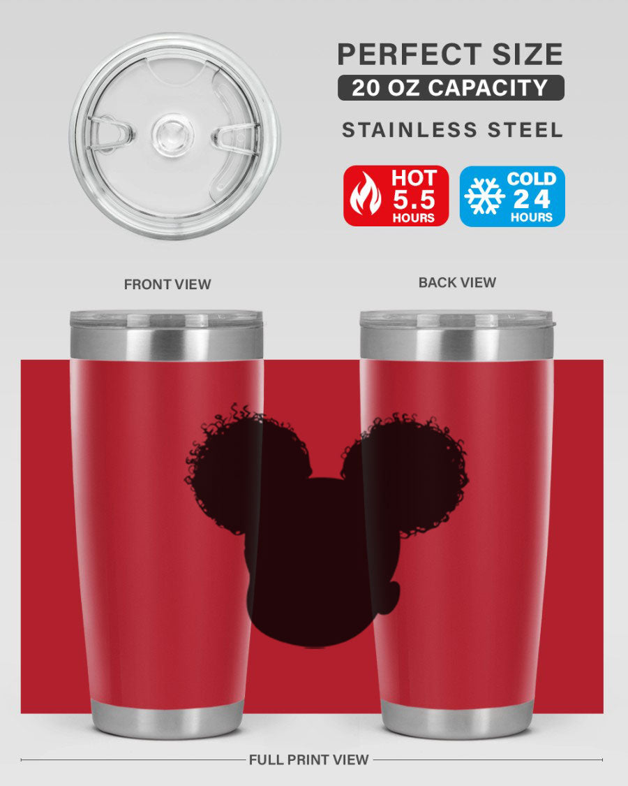 Black Girl Style 20oz Tumbler made of stainless steel with a stylish design, perfect for keeping drinks hot or cold.