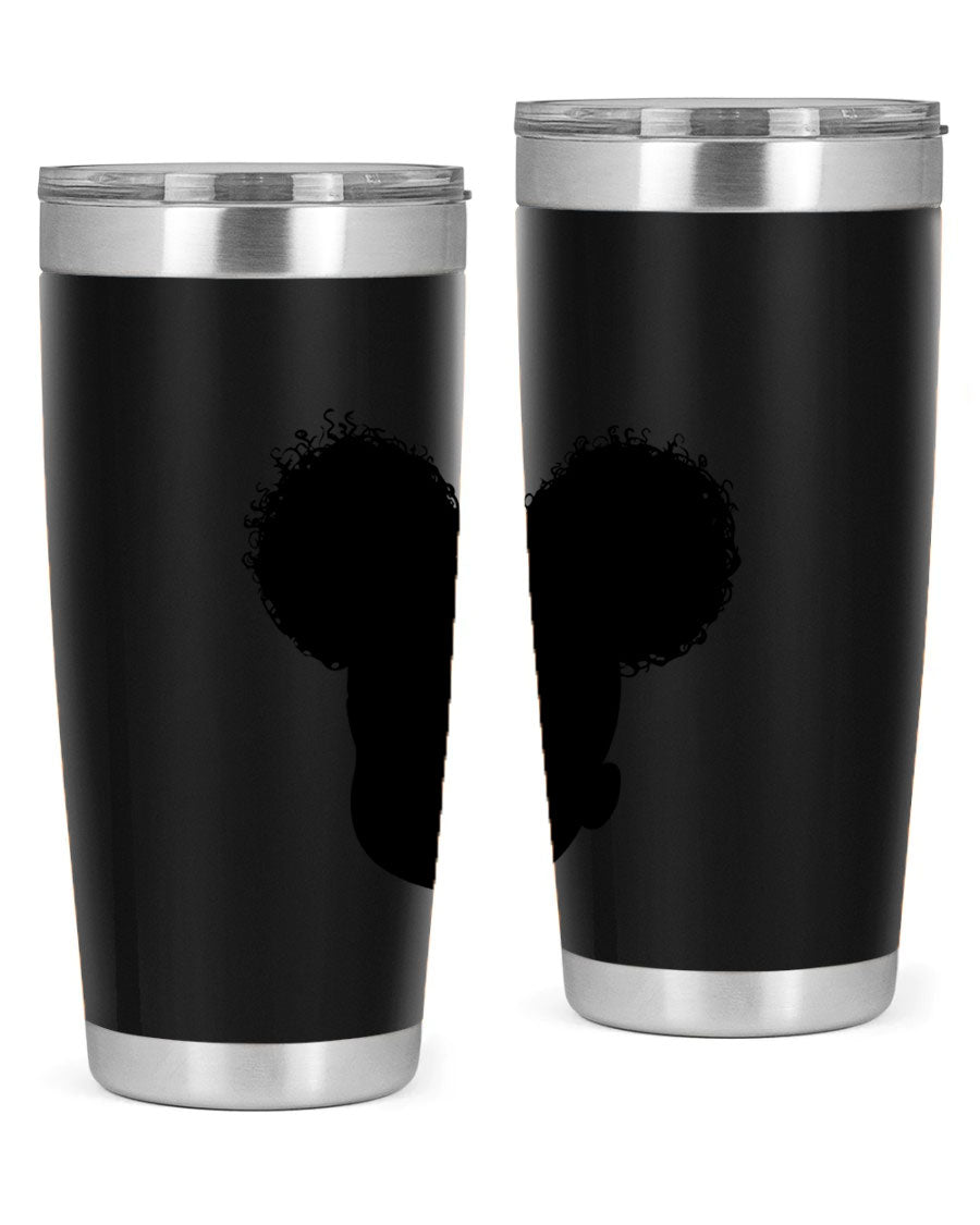 Black Girl Style 20oz Tumbler made of stainless steel with a stylish design, perfect for keeping drinks hot or cold.