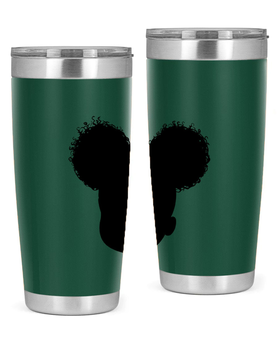 Black Girl Style 20oz Tumbler made of stainless steel with a stylish design, perfect for keeping drinks hot or cold.