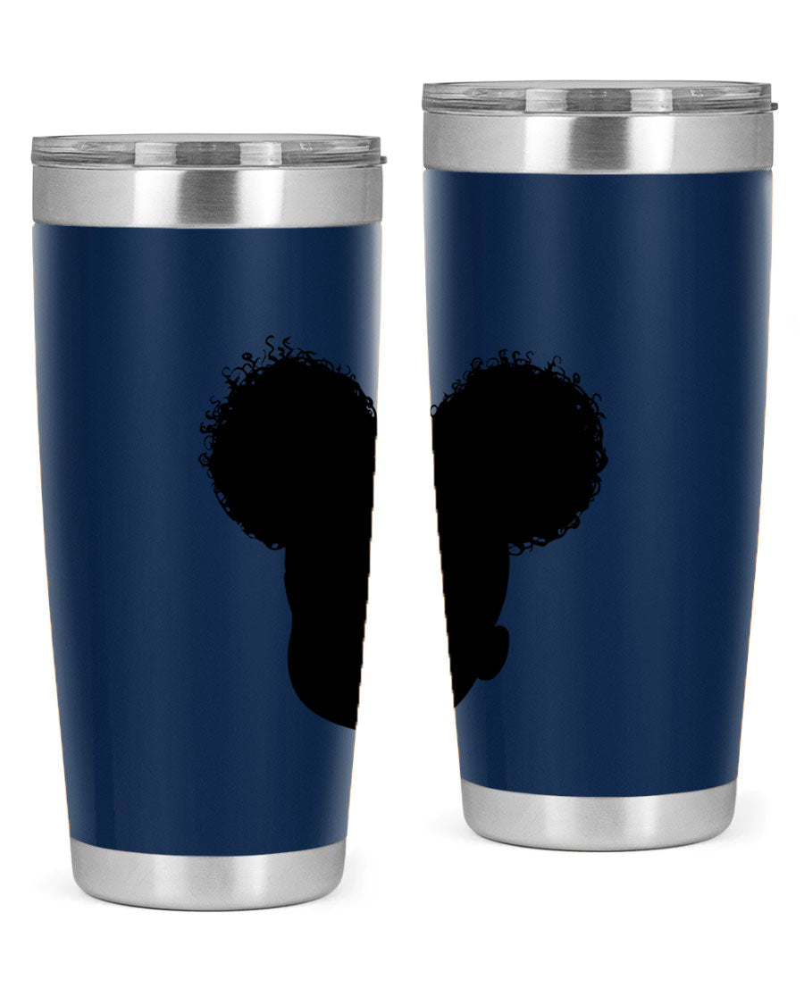 Black Girl Style 20oz Tumbler made of stainless steel with a stylish design, perfect for keeping drinks hot or cold.