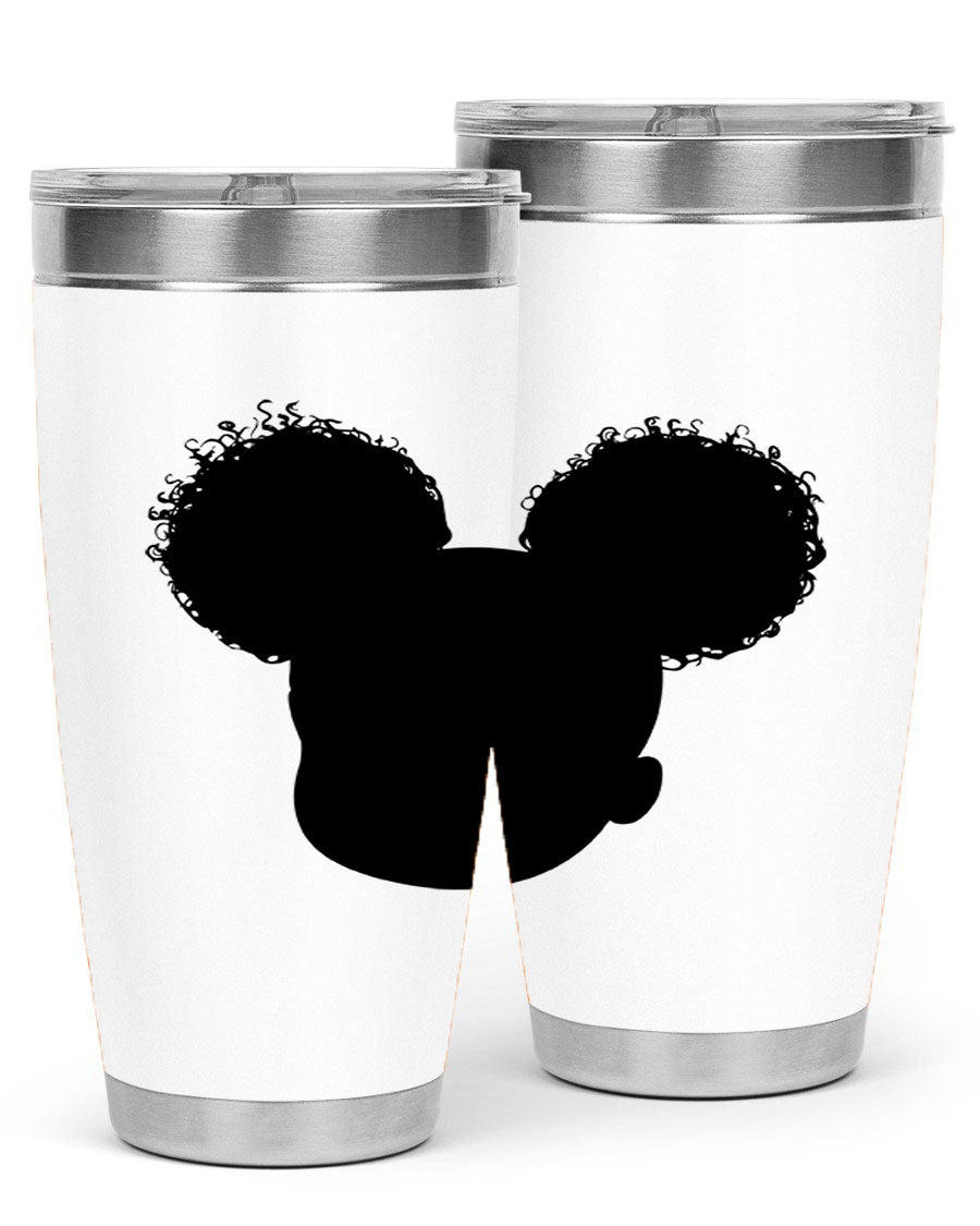 Black Girl Style 20oz Tumbler made of stainless steel with a stylish design, perfect for keeping drinks hot or cold.