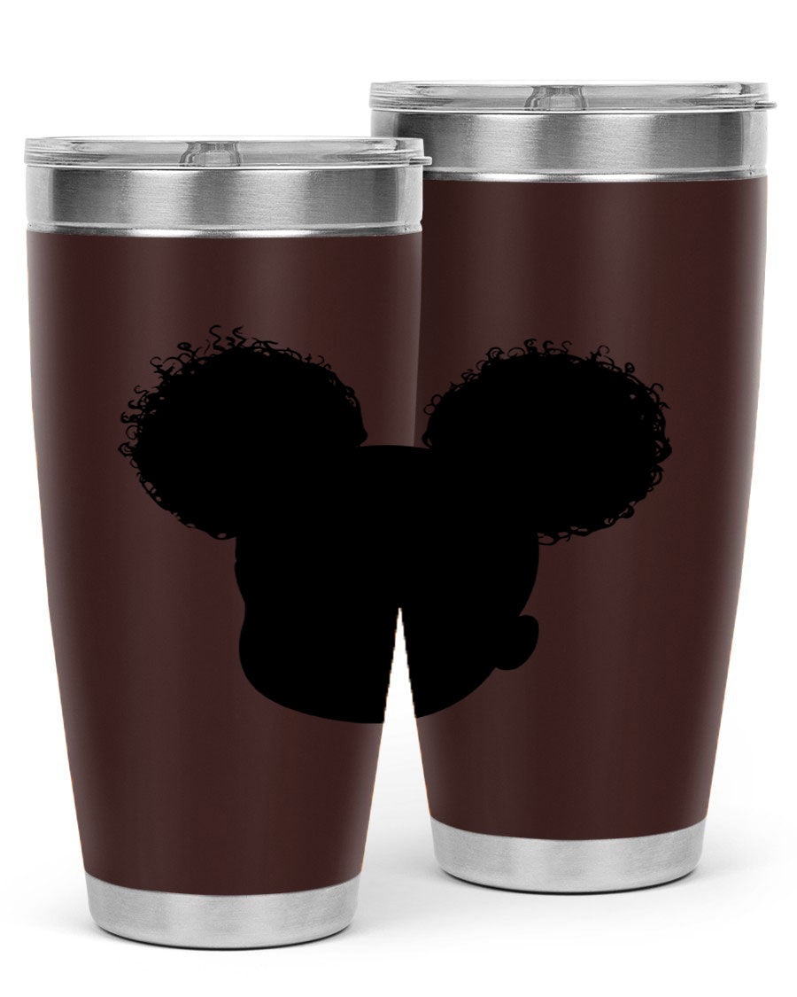 Black Girl Style 20oz Tumbler made of stainless steel with a stylish design, perfect for keeping drinks hot or cold.