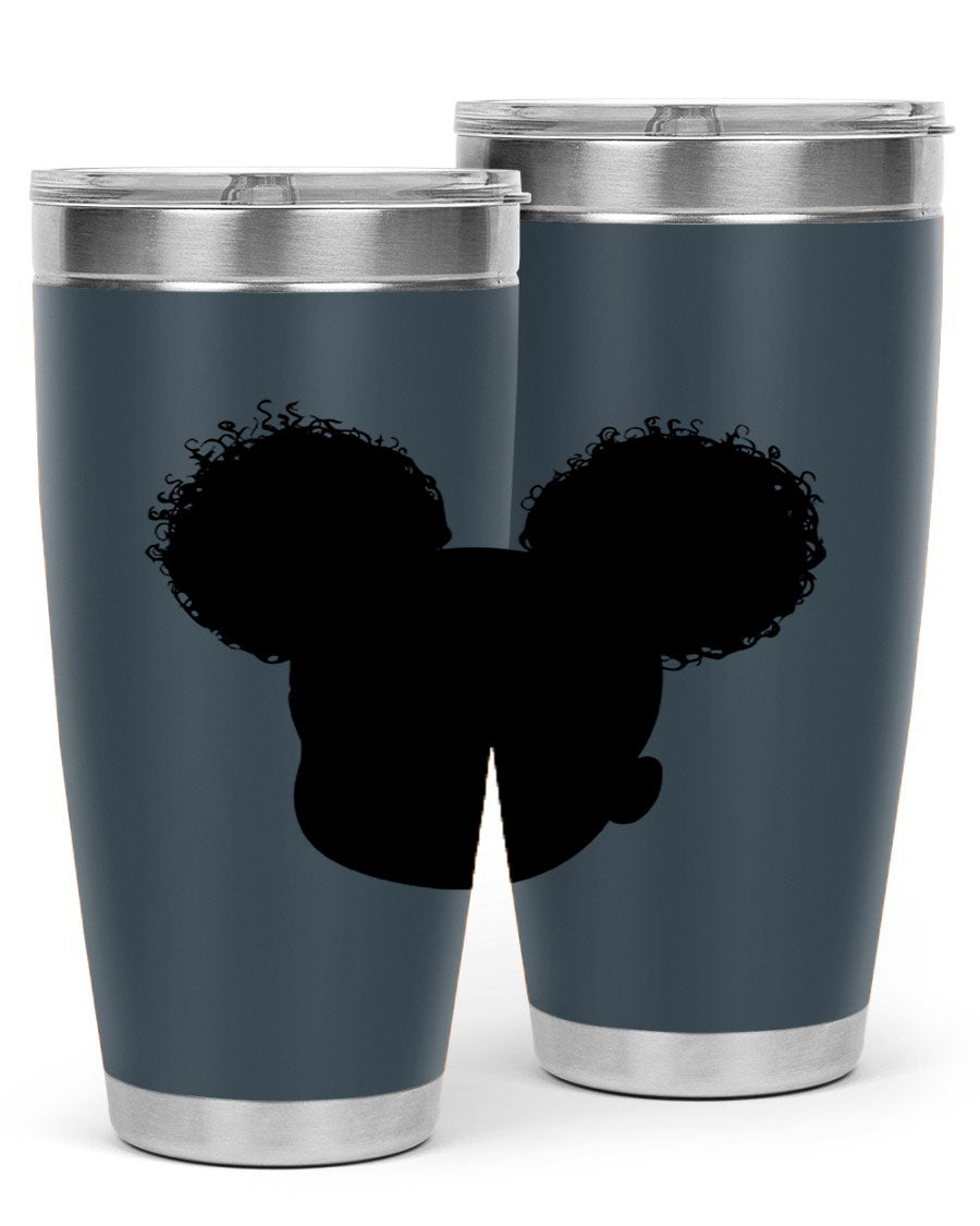 Black Girl Style 20oz Tumbler made of stainless steel with a stylish design, perfect for keeping drinks hot or cold.