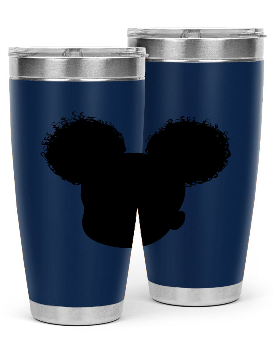 Black Girl Style 20oz Tumbler made of stainless steel with a stylish design, perfect for keeping drinks hot or cold.