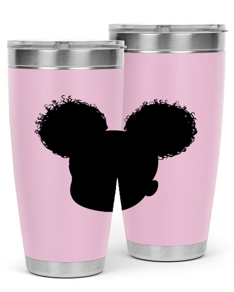 Black Girl Style 20oz Tumbler made of stainless steel with a stylish design, perfect for keeping drinks hot or cold.