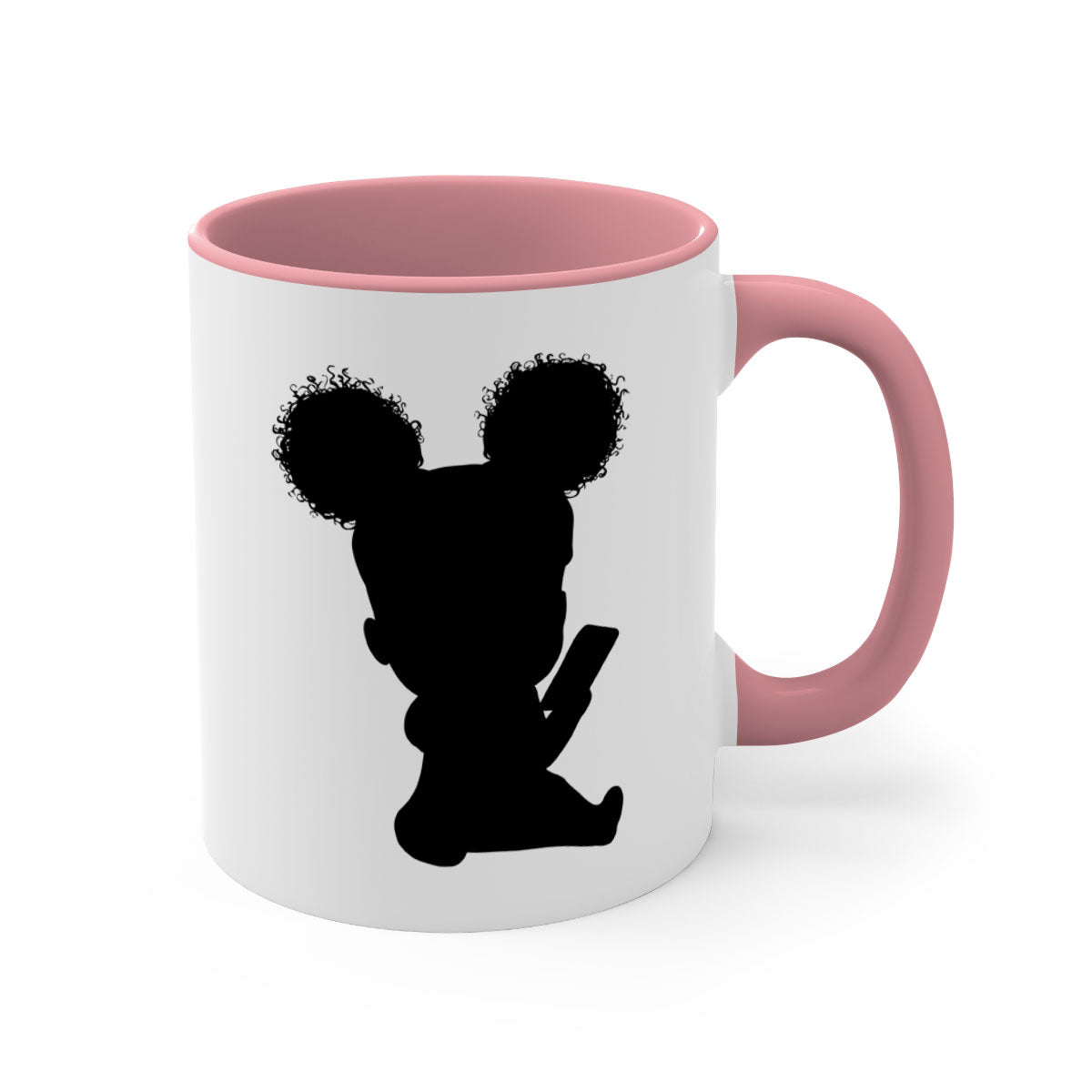 Black girl style 5# Mug featuring a glossy finish, colored handle, and interior, available in multiple colors and sizes.