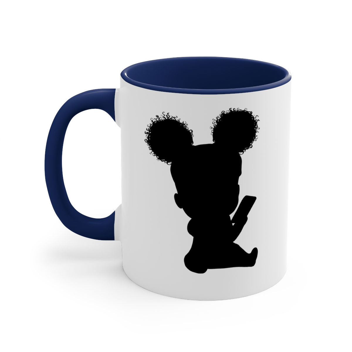 Black girl style 5# Mug featuring a glossy finish, colored handle, and interior, available in multiple colors and sizes.