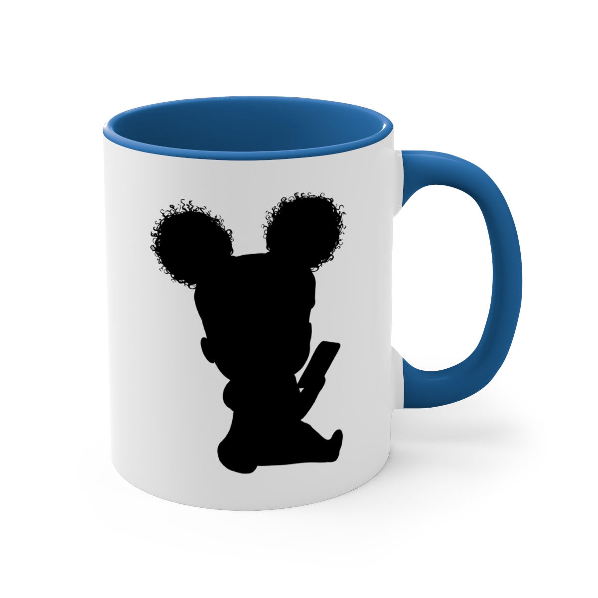 Black girl style 5# Mug featuring a glossy finish, colored handle, and interior, available in multiple colors and sizes.