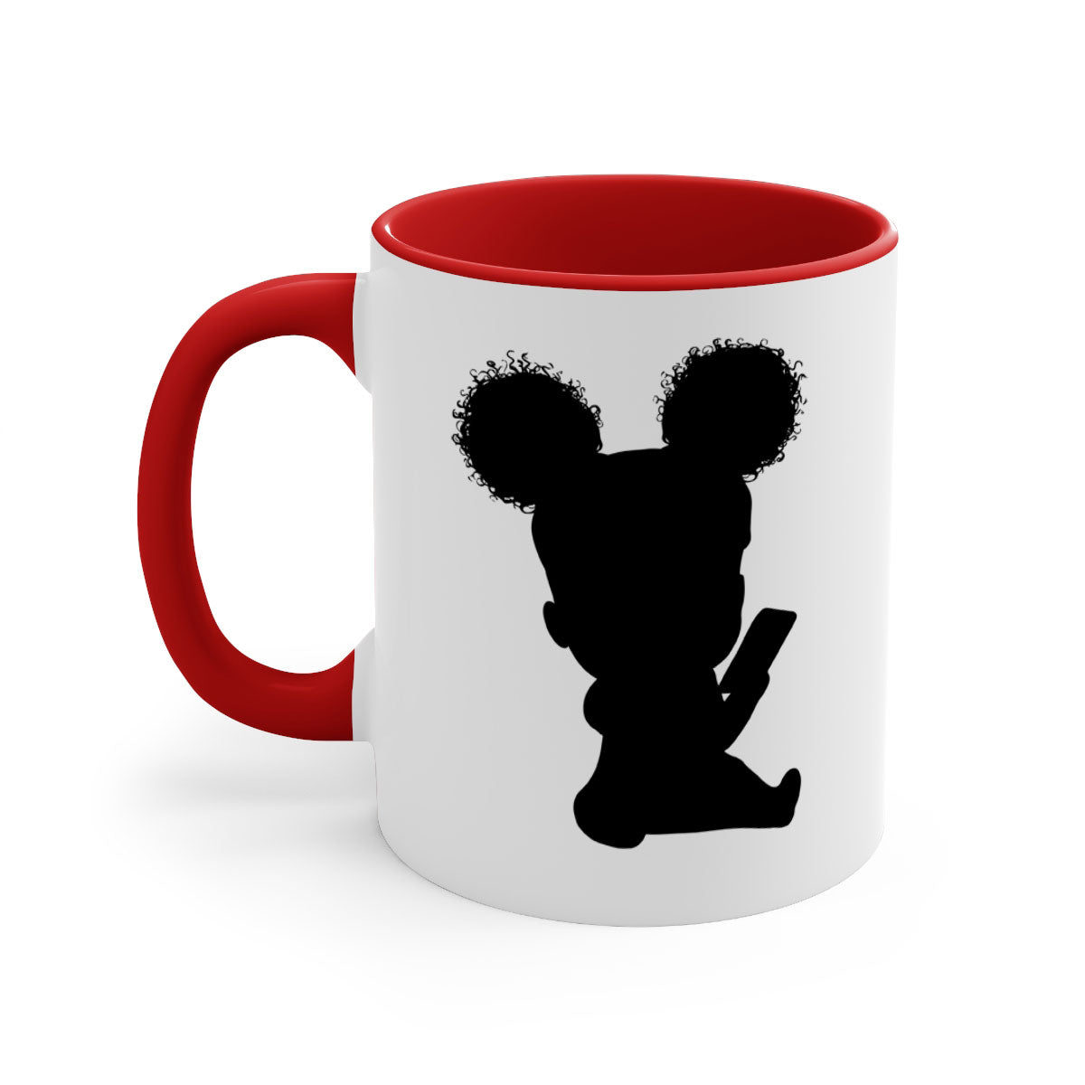 Black girl style 5# Mug featuring a glossy finish, colored handle, and interior, available in multiple colors and sizes.