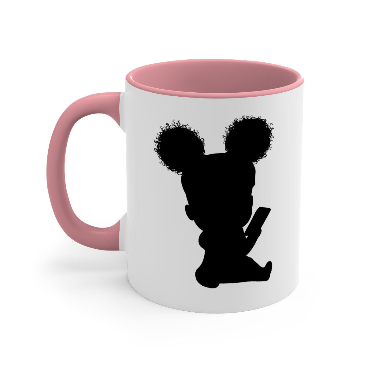 Black girl style 5# Mug featuring a glossy finish, colored handle, and interior, available in multiple colors and sizes.