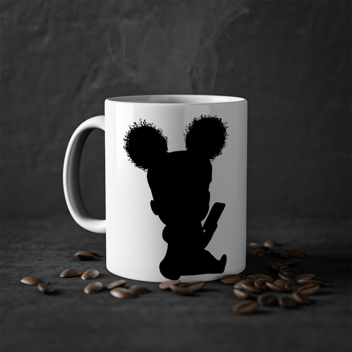 Black girl style 5# Mug featuring a glossy finish, colored handle, and interior, available in multiple colors and sizes.