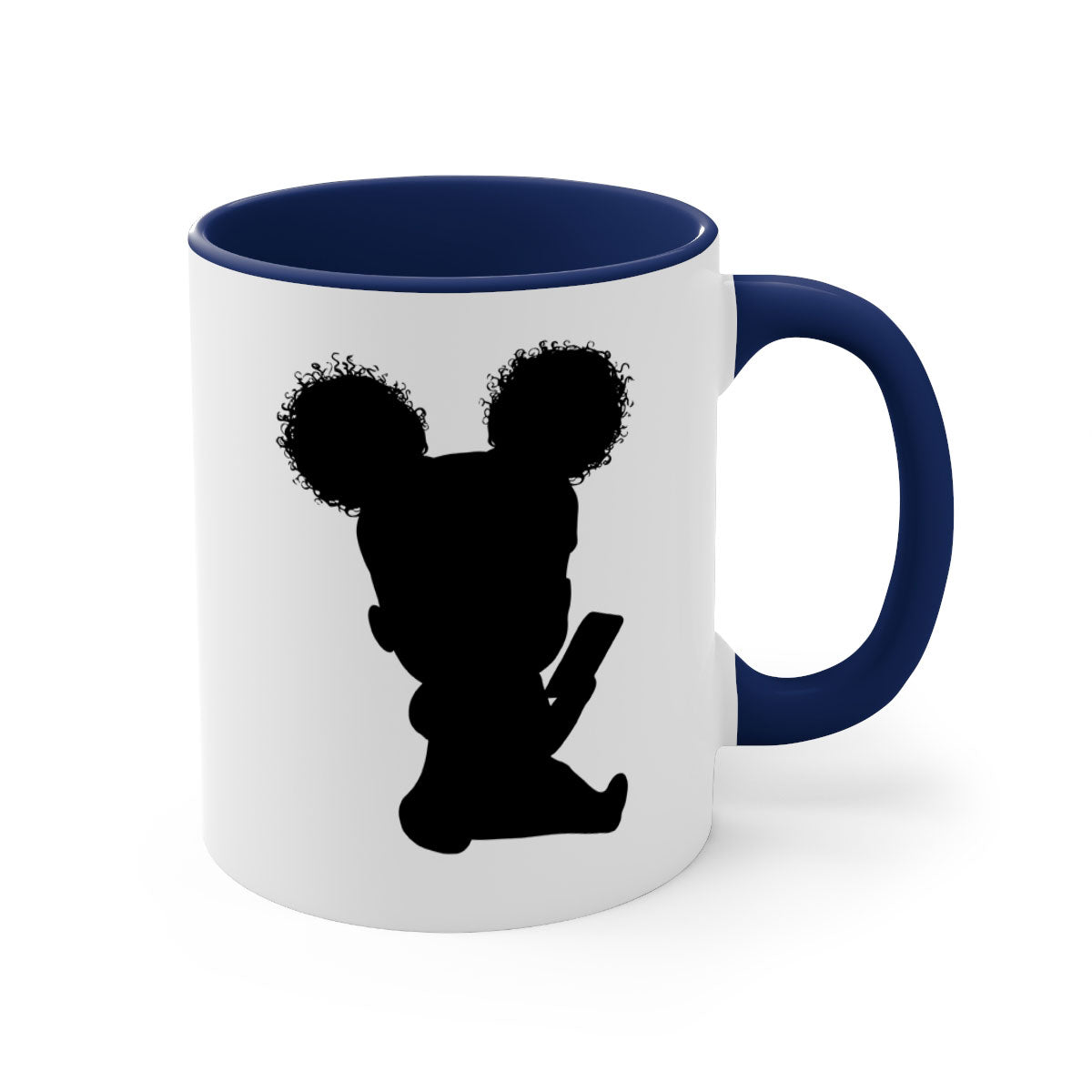 Black girl style 5# Mug featuring a glossy finish, colored handle, and interior, available in multiple colors and sizes.