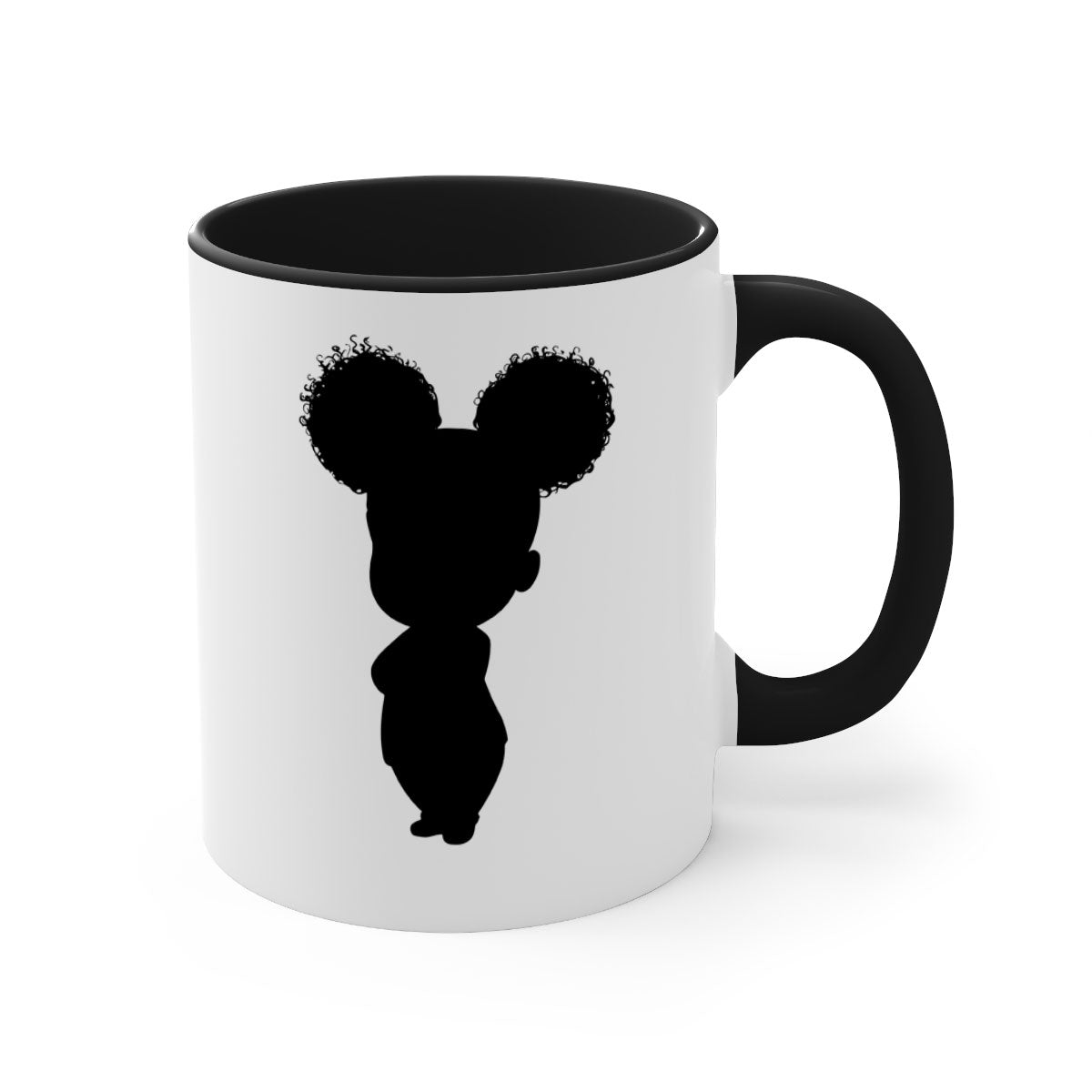 Black girl style 6# Mug featuring a two-tone design with a colored handle and glossy finish, available in multiple colors.