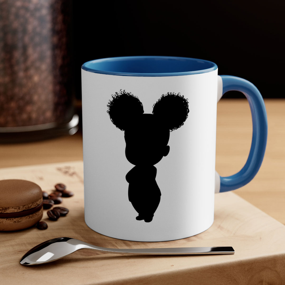 Black girl style 6# Mug featuring a two-tone design with a colored handle and glossy finish, available in multiple colors.