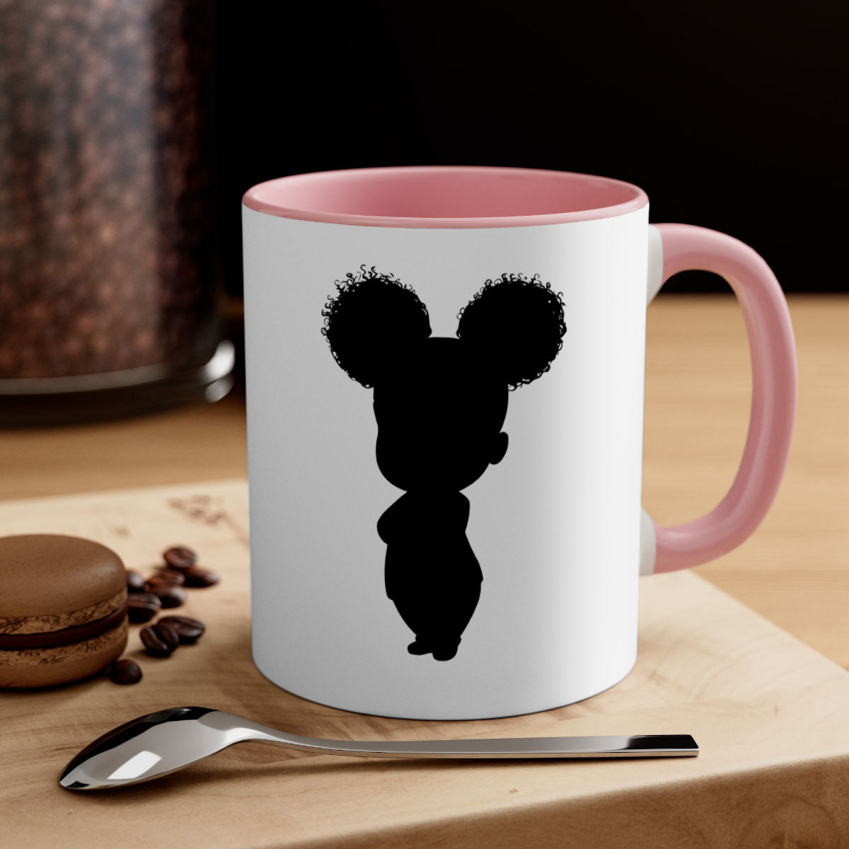 Black girl style 6# Mug featuring a two-tone design with a colored handle and glossy finish, available in multiple colors.