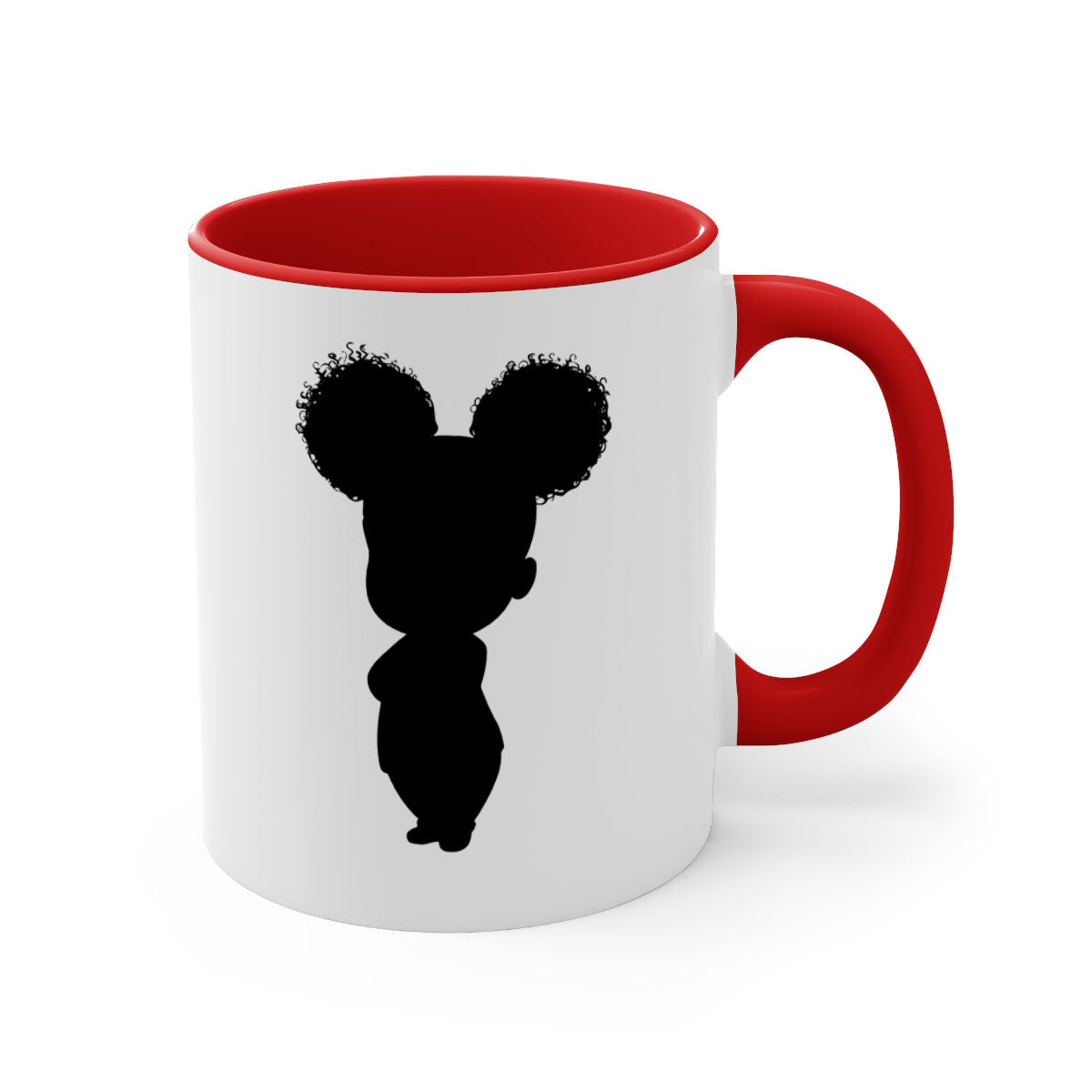 Black girl style 6# Mug featuring a two-tone design with a colored handle and glossy finish, available in multiple colors.