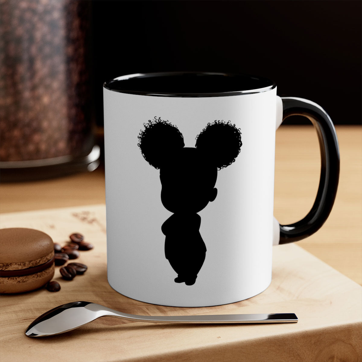 Black girl style 6# Mug featuring a two-tone design with a colored handle and glossy finish, available in multiple colors.