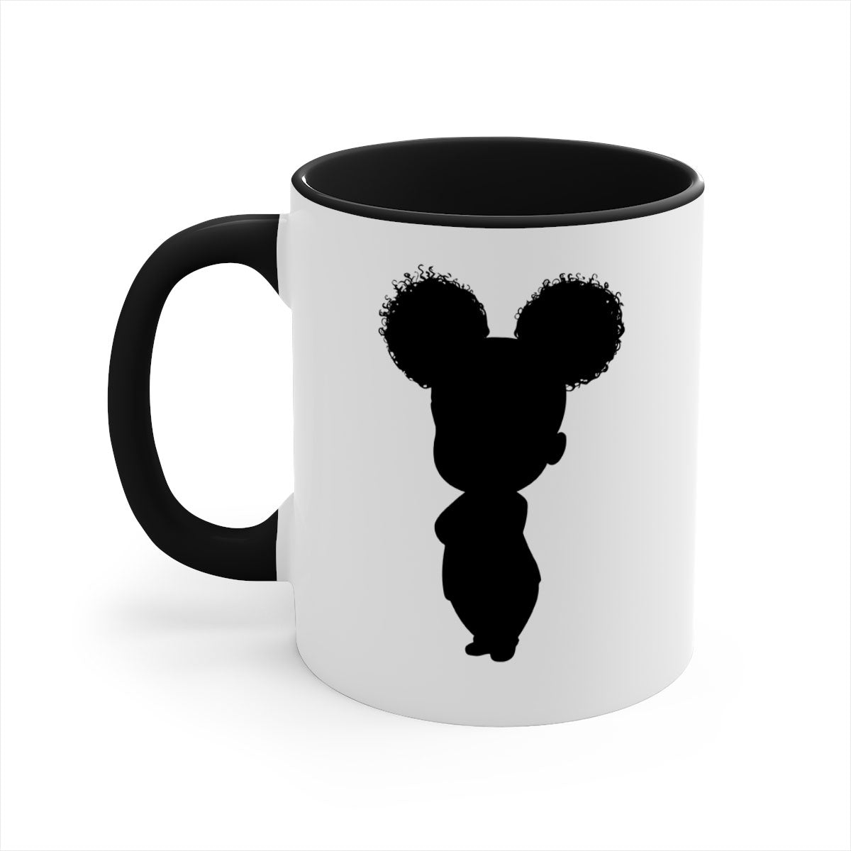 Black girl style 6# Mug featuring a two-tone design with a colored handle and glossy finish, available in multiple colors.