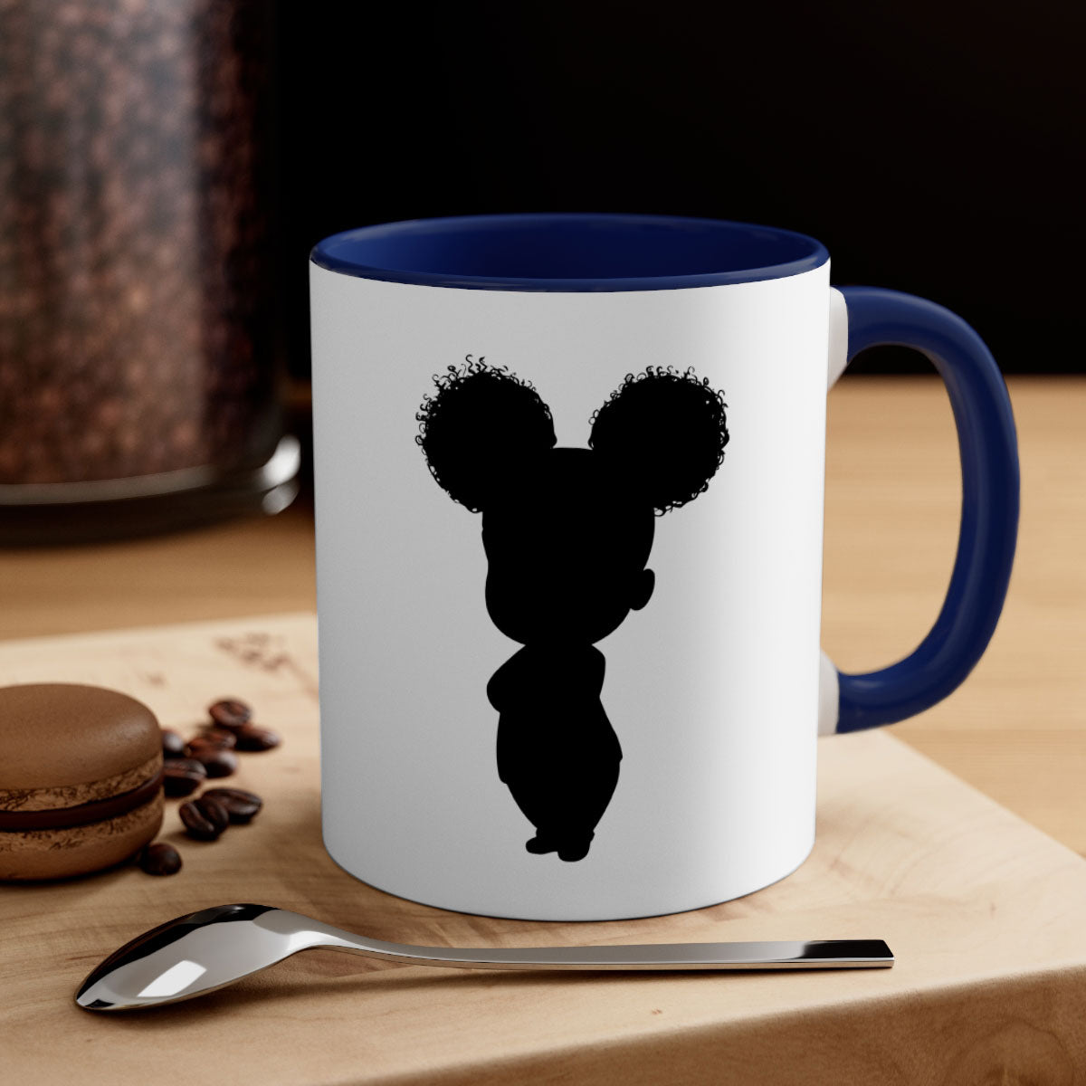 Black girl style 6# Mug featuring a two-tone design with a colored handle and glossy finish, available in multiple colors.