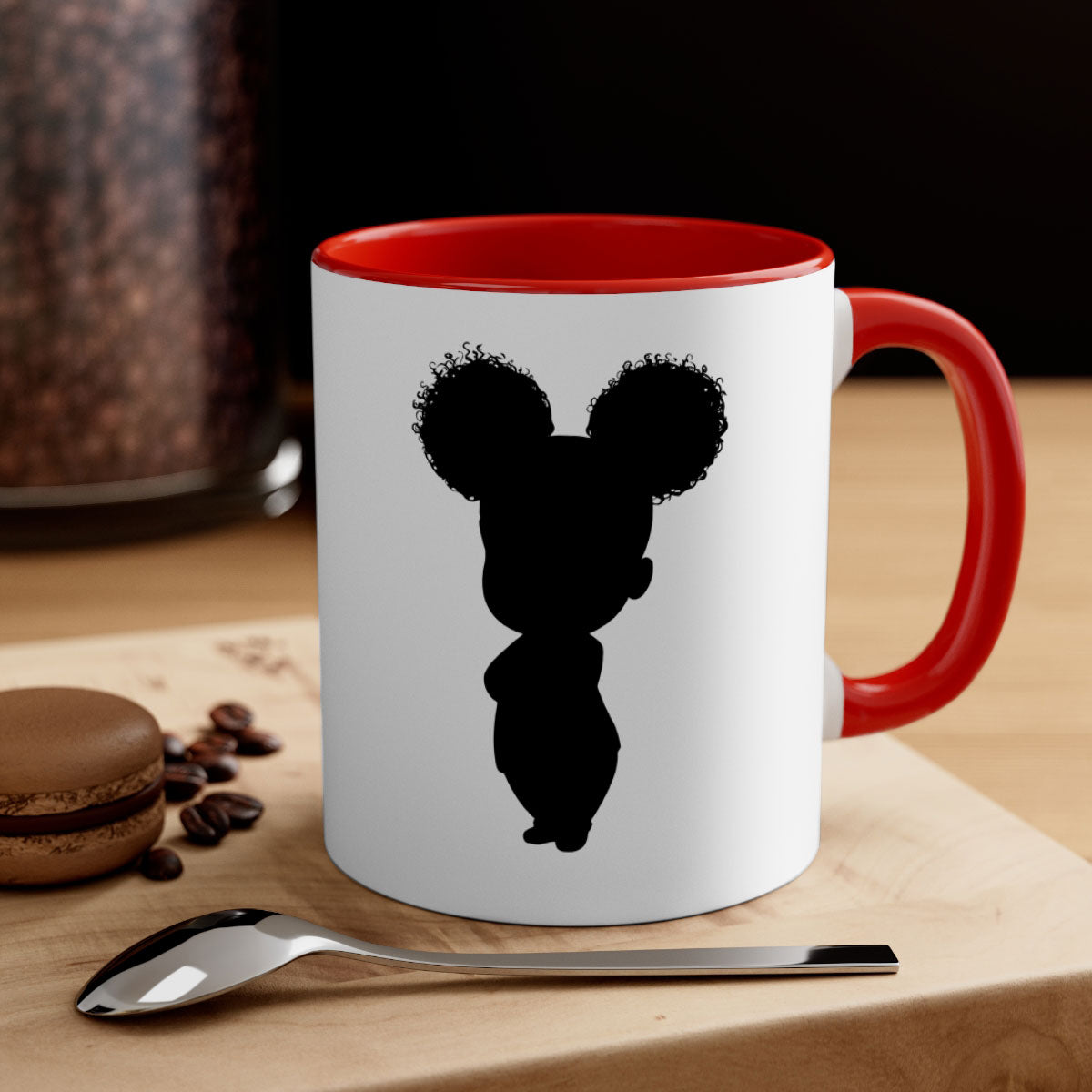 Black girl style 6# Mug featuring a two-tone design with a colored handle and glossy finish, available in multiple colors.