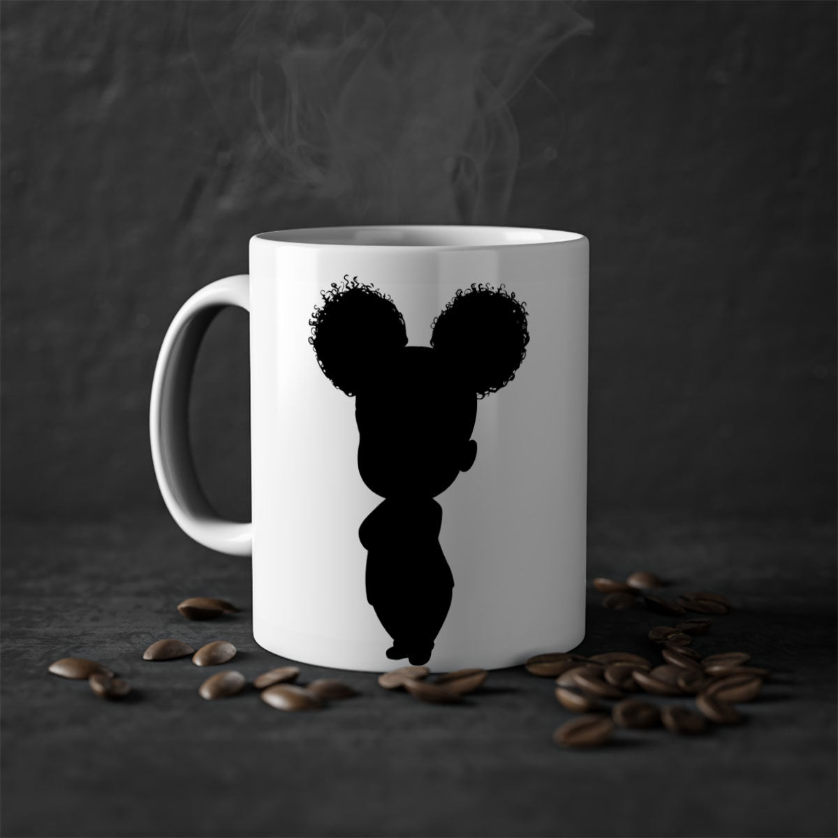 Black girl style 6# Mug featuring a two-tone design with a colored handle and glossy finish, available in multiple colors.