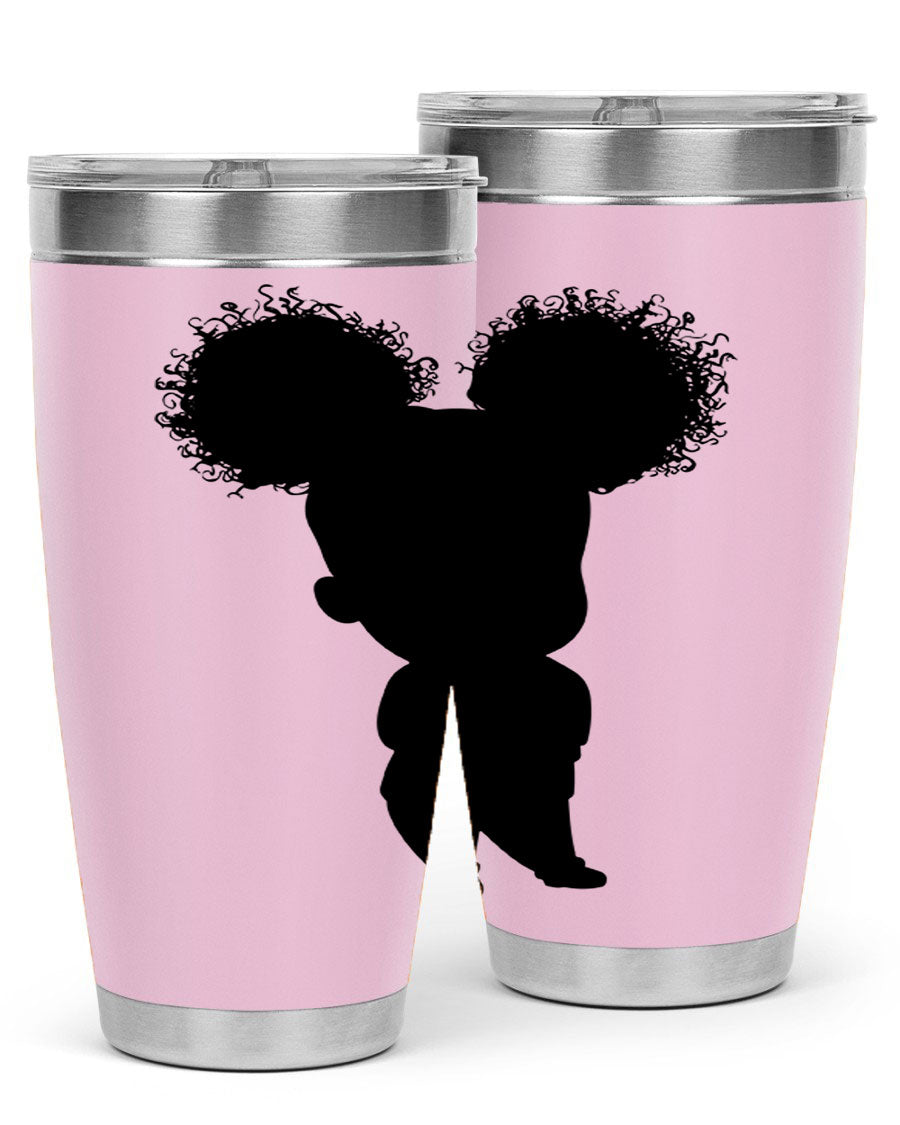 Black Girl Style 20oz Tumbler featuring double wall vacuum stainless steel with copper lining, designed for women and girls.