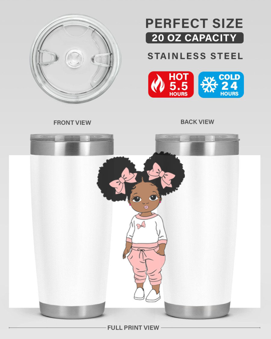 Black Girl Style 9# Tumbler in stainless steel with a stylish design, perfect for hot and cold beverages.