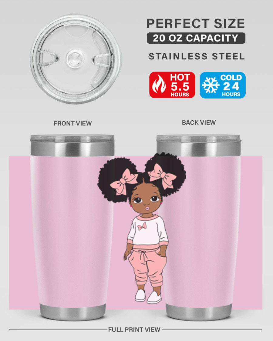 Black Girl Style 9# Tumbler in stainless steel with a stylish design, perfect for hot and cold beverages.