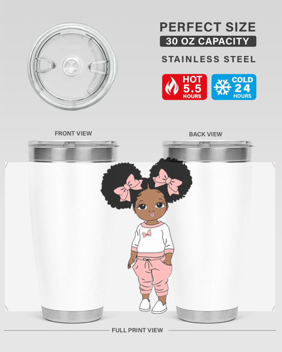 Black Girl Style 9# Tumbler in stainless steel with a stylish design, perfect for hot and cold beverages.