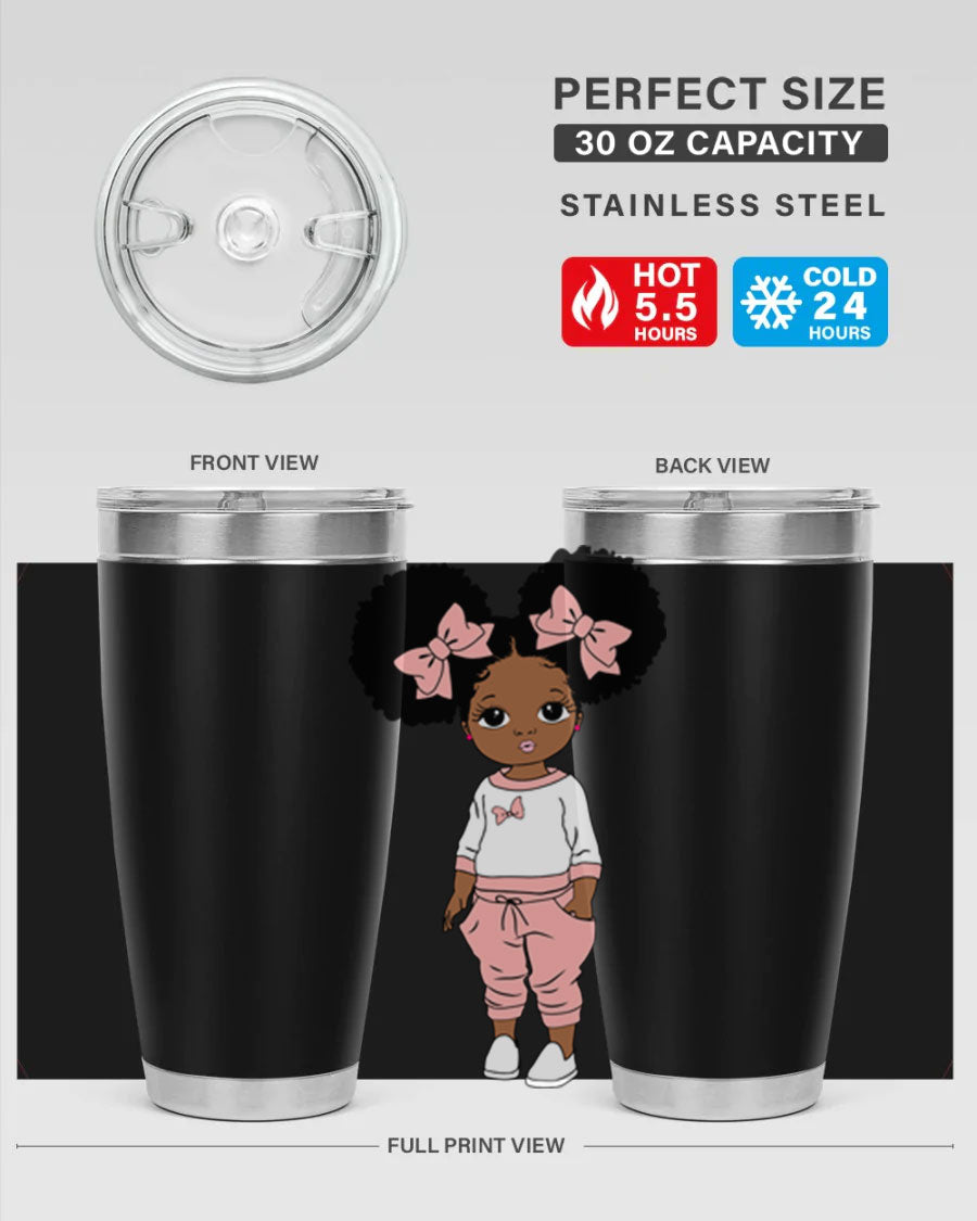 Black Girl Style 9# Tumbler in stainless steel with a stylish design, perfect for hot and cold beverages.