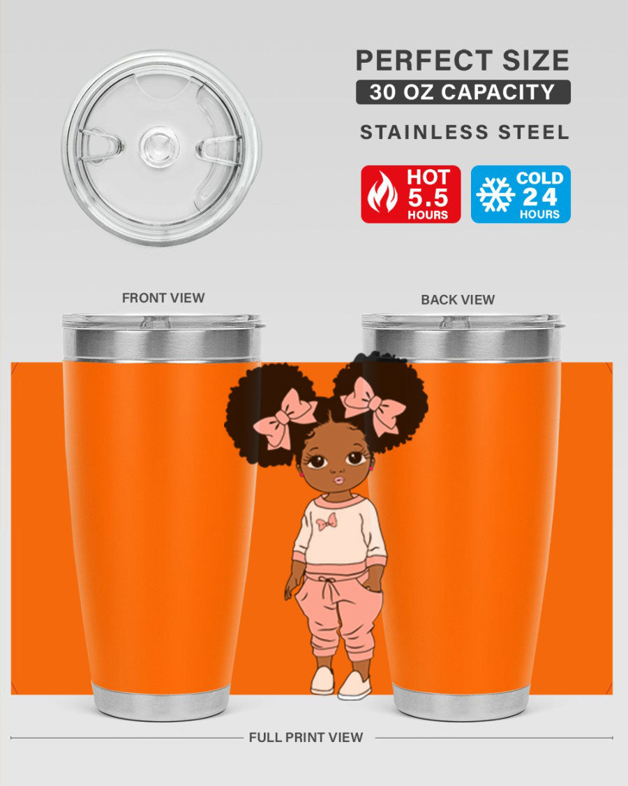 Black Girl Style 9# Tumbler in stainless steel with a stylish design, perfect for hot and cold beverages.