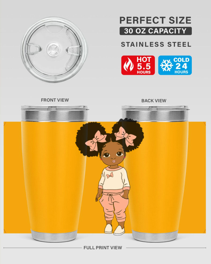 Black Girl Style 9# Tumbler in stainless steel with a stylish design, perfect for hot and cold beverages.