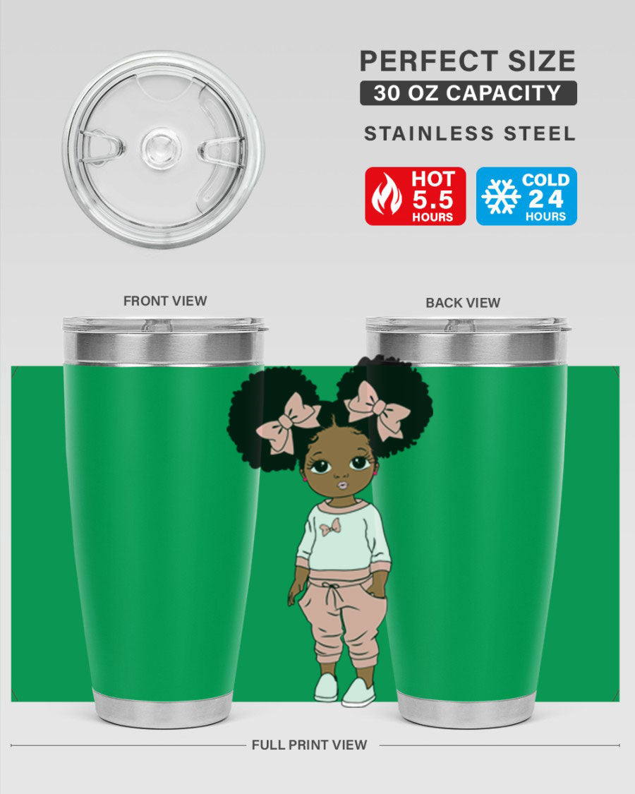 Black Girl Style 9# Tumbler in stainless steel with a stylish design, perfect for hot and cold beverages.