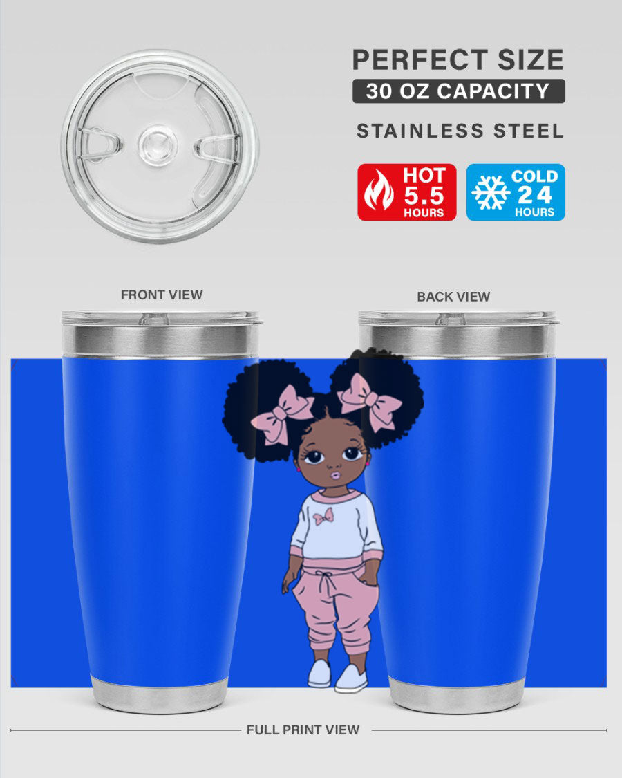 Black Girl Style 9# Tumbler in stainless steel with a stylish design, perfect for hot and cold beverages.