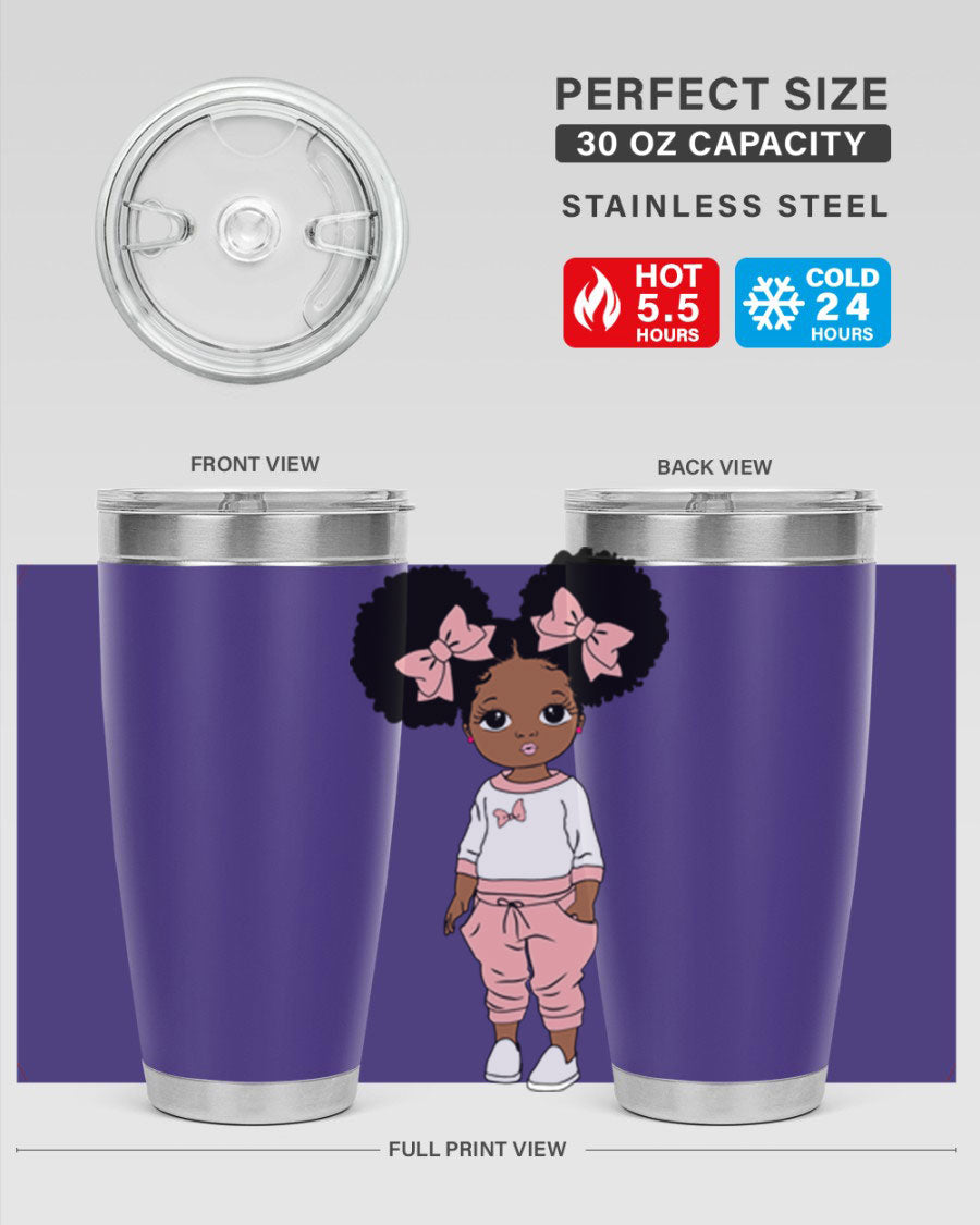 Black Girl Style 9# Tumbler in stainless steel with a stylish design, perfect for hot and cold beverages.