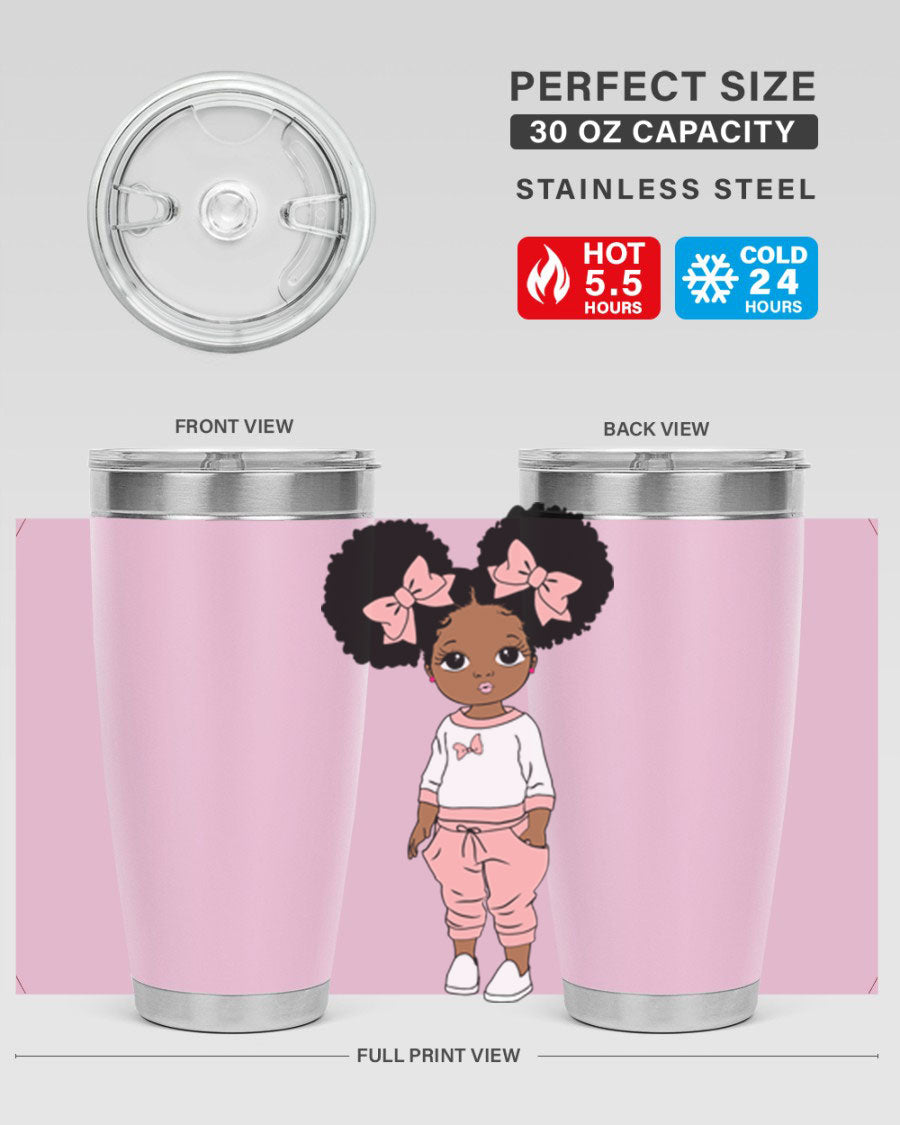 Black Girl Style 9# Tumbler in stainless steel with a stylish design, perfect for hot and cold beverages.