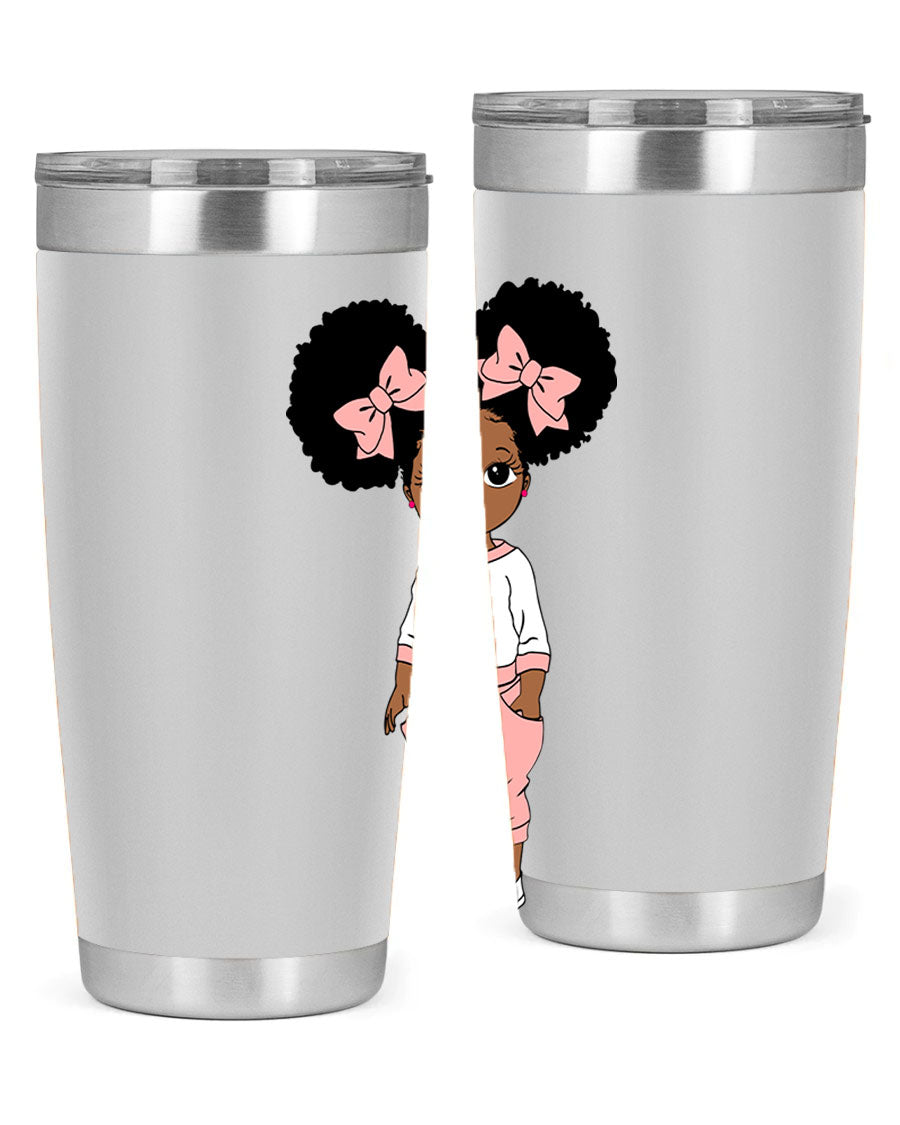 Black Girl Style 9# Tumbler in stainless steel with a stylish design, perfect for hot and cold beverages.