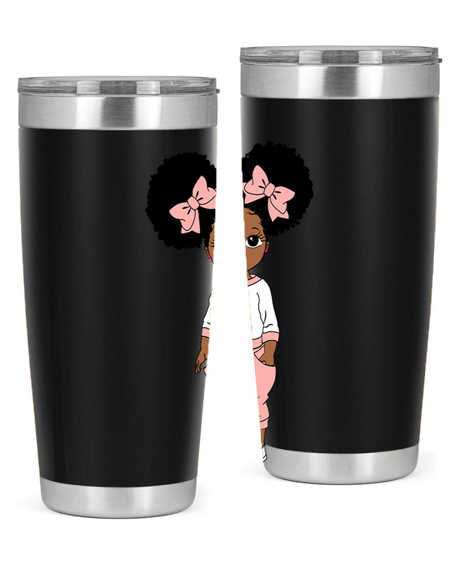 Black Girl Style 9# Tumbler in stainless steel with a stylish design, perfect for hot and cold beverages.