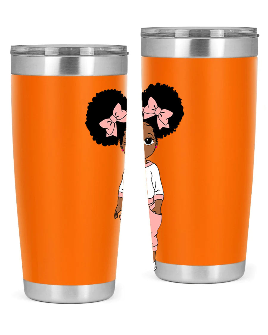 Black Girl Style 9# Tumbler in stainless steel with a stylish design, perfect for hot and cold beverages.