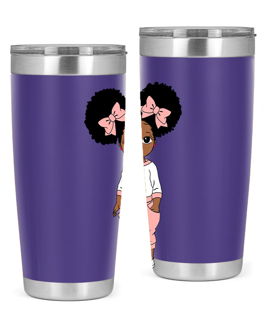 Black Girl Style 9# Tumbler in stainless steel with a stylish design, perfect for hot and cold beverages.