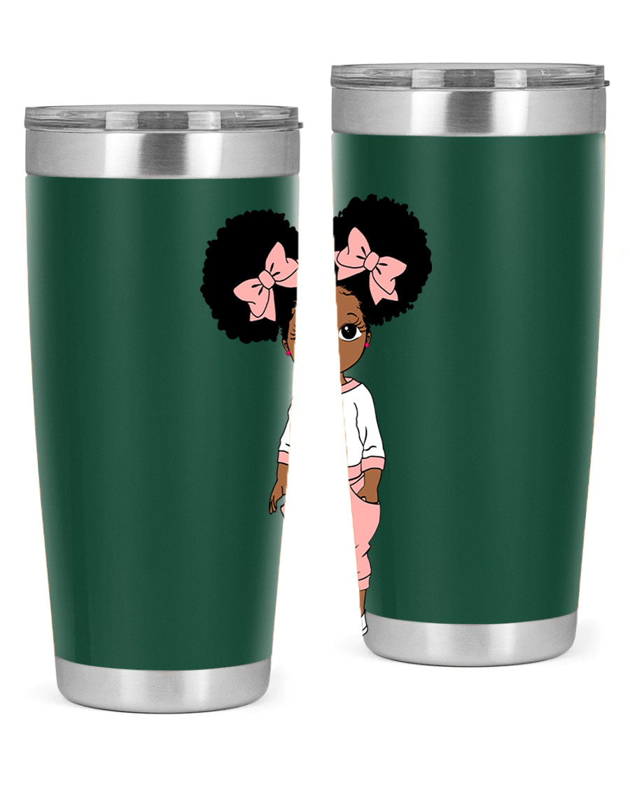 Black Girl Style 9# Tumbler in stainless steel with a stylish design, perfect for hot and cold beverages.