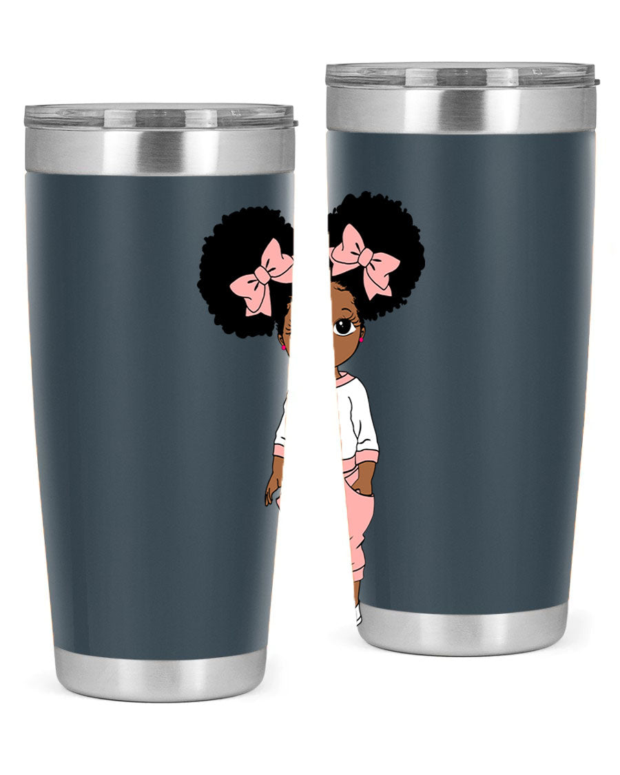 Black Girl Style 9# Tumbler in stainless steel with a stylish design, perfect for hot and cold beverages.