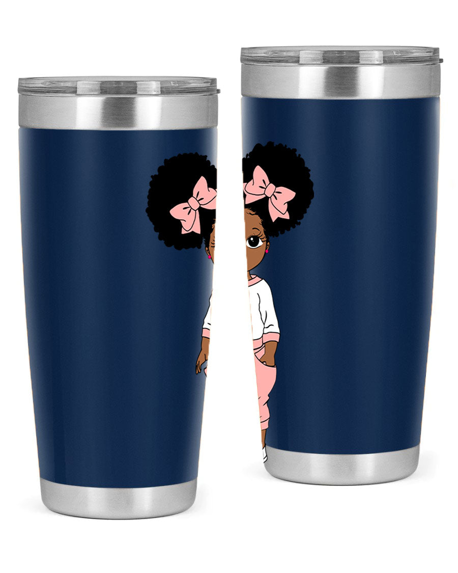 Black Girl Style 9# Tumbler in stainless steel with a stylish design, perfect for hot and cold beverages.